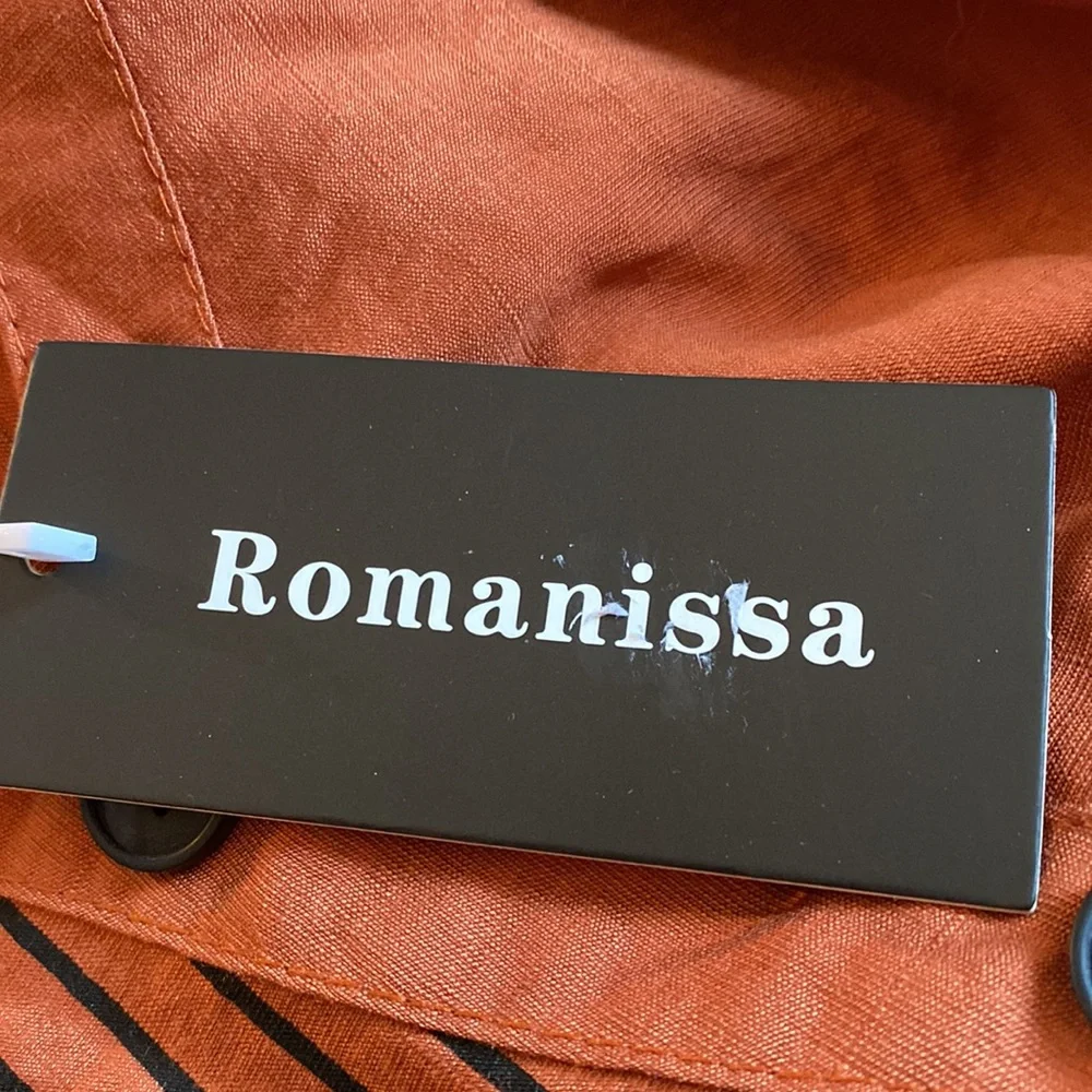 New Romanissa Brown & Black Stripe Short-Sleeve Notch Neck Top size 24-26 - Picture 4 of 11